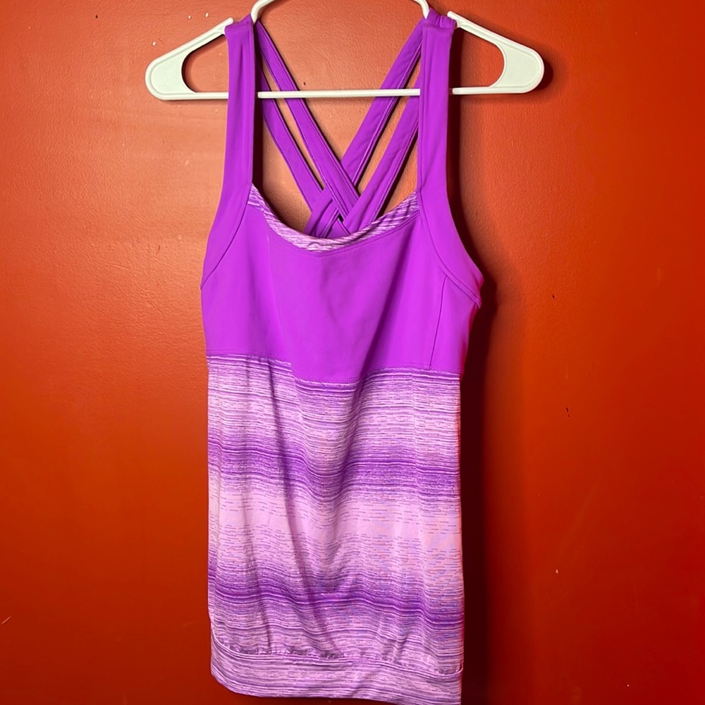 Athleta purple tank top criss cross back